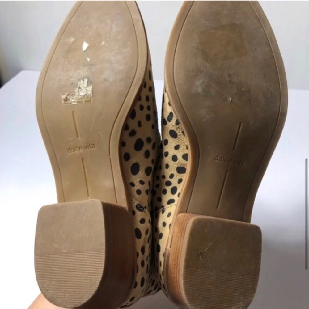 Dolce Vita Leopard Leather Ankle Boots Kaidie Booties. Size 7.